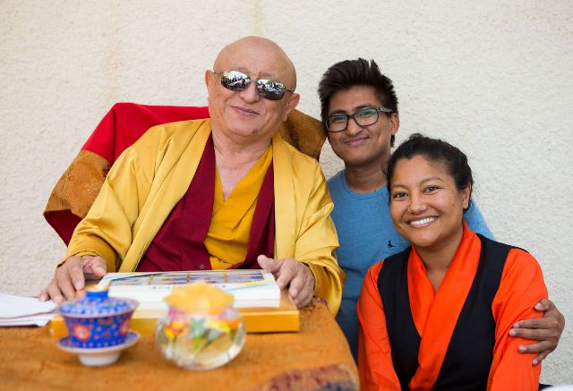 Karuna and Nitima with His Eminence Chokyi Nyima Rinpoche
